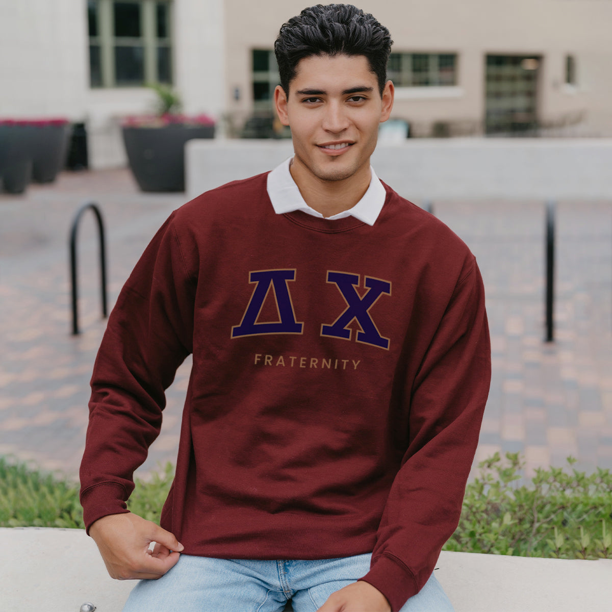 Delta Chi Maroon Old School Crewneck