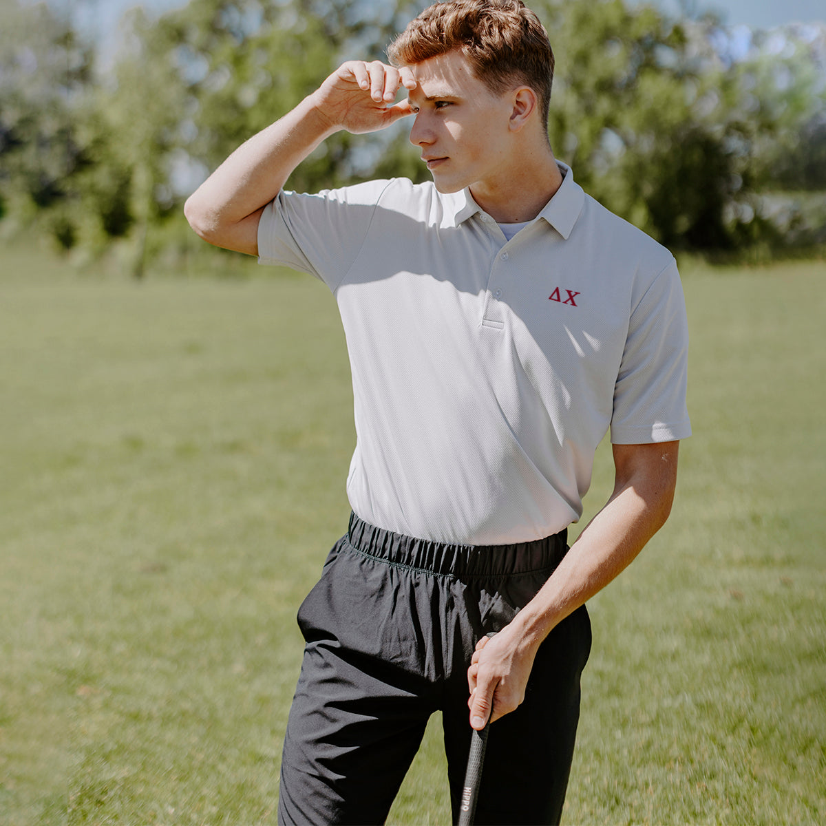 Delta Chi White Callaway Greek Letter Golf Polo