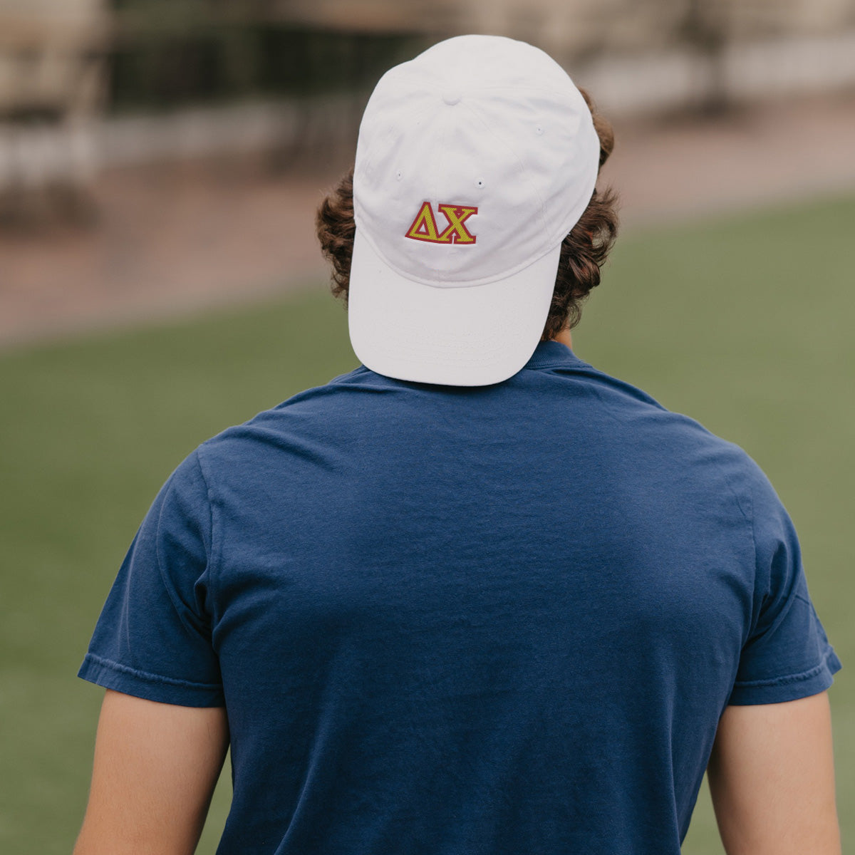 Delta Chi White Greek Letter Adjustable Hat