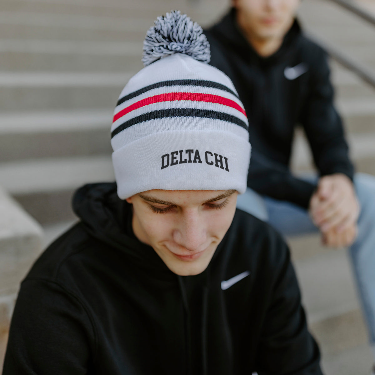Delta Chi White Hockey Knit Beanie