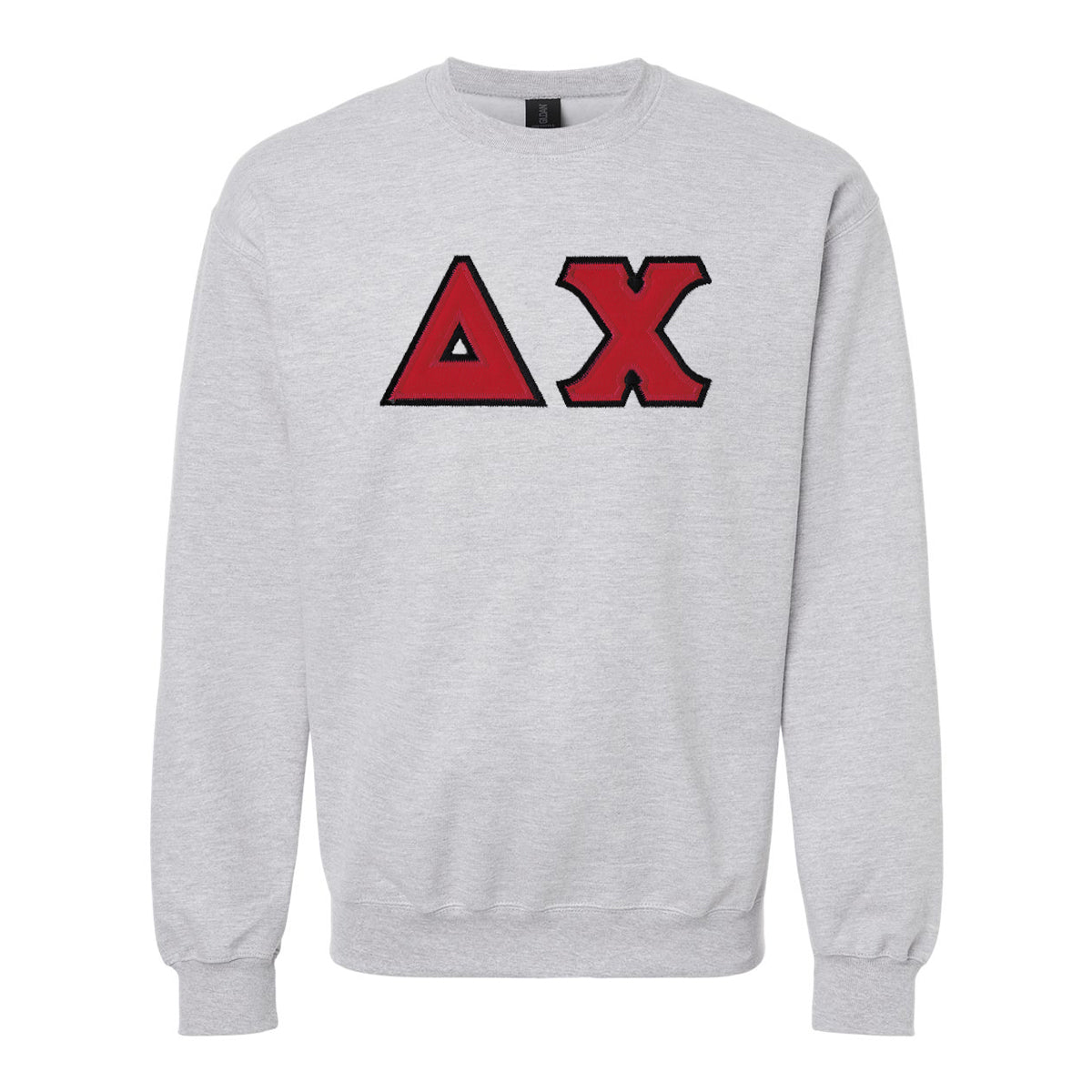 New! Delta Chi Heather Grey Crewneck With Sewn On Letters
