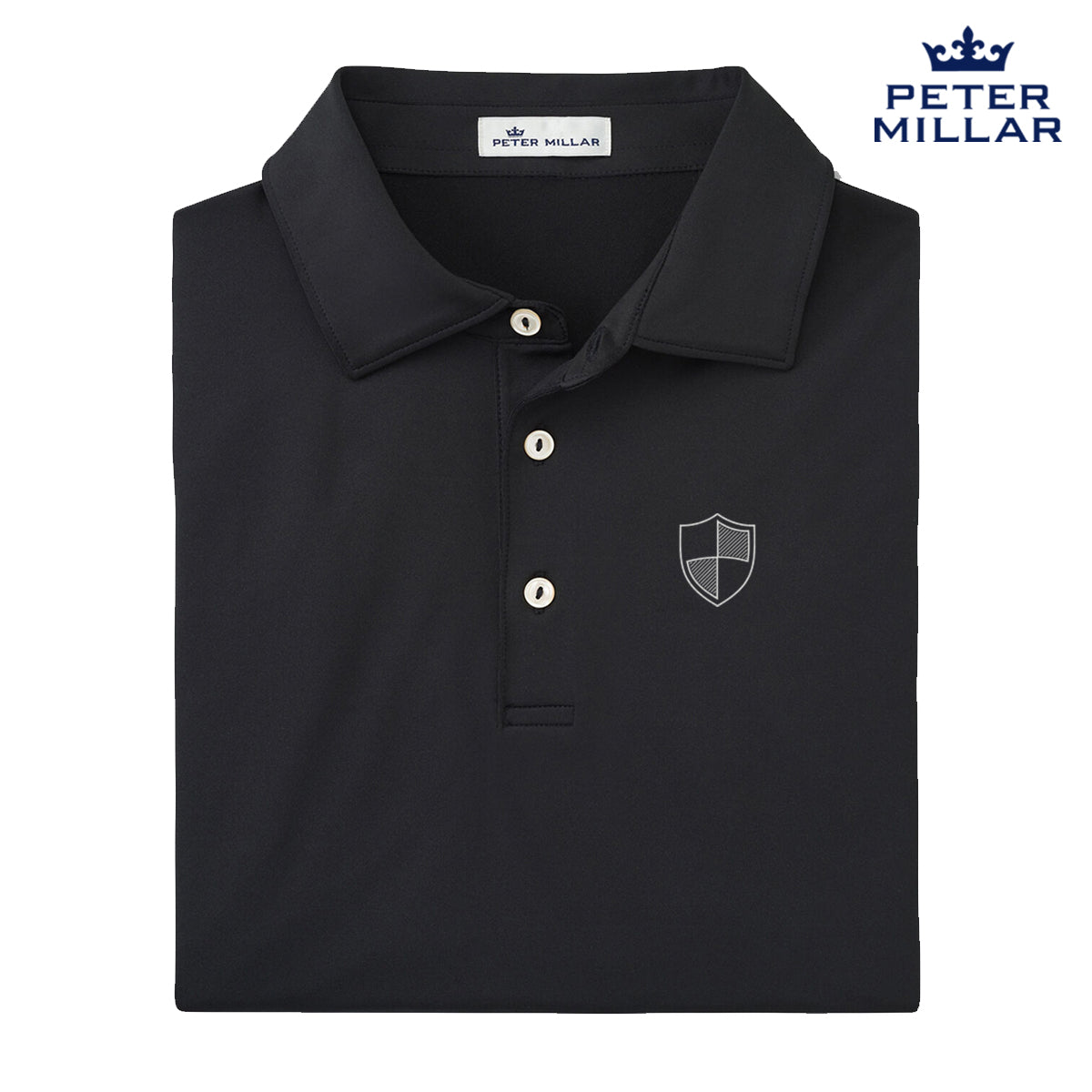 New! Delta Chi Peter Millar Black Polo With Symbol