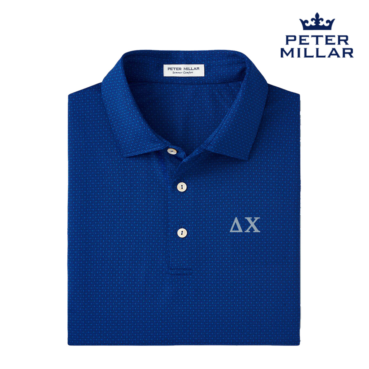 Delta Chi Peter Millar Tesseract Patterned Polo With Greek Letters