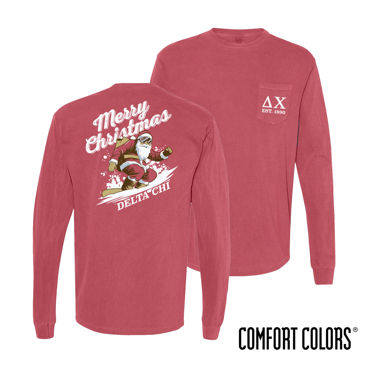 Delta Chi Holiday Shredding Santa Long Sleeve Tee