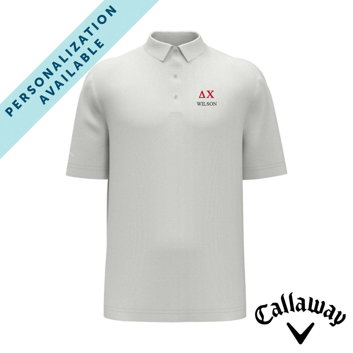Delta Chi White Callaway Greek Letter Golf Polo