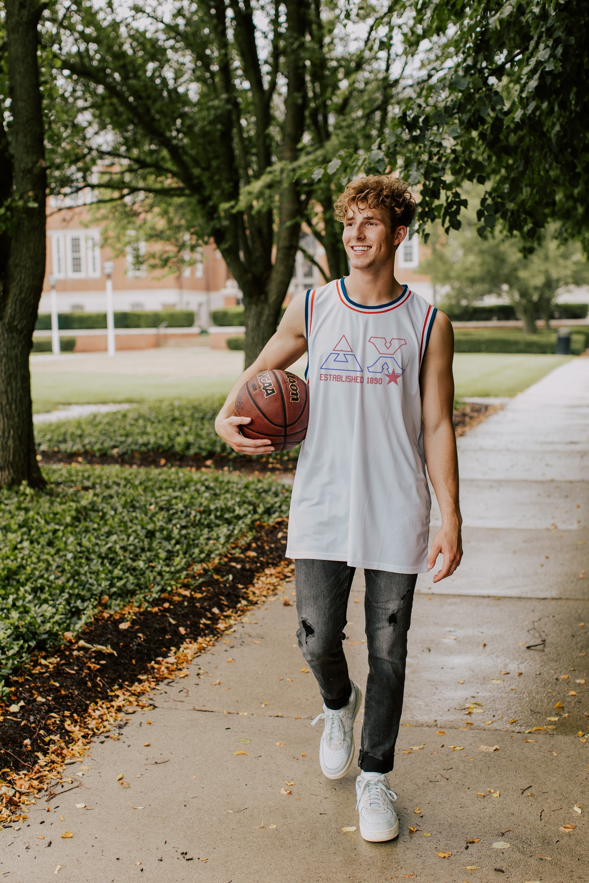 Delta Chi Retro Block Basketball Jersey | Delta Chi | Shirts > Jerseys