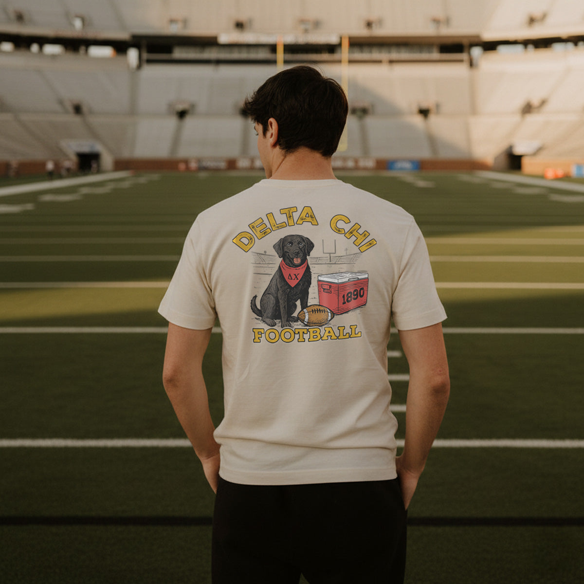 Delta Chi fraternity merch, Comfort Colors Linebacker Lab Short Sleeve Tee.