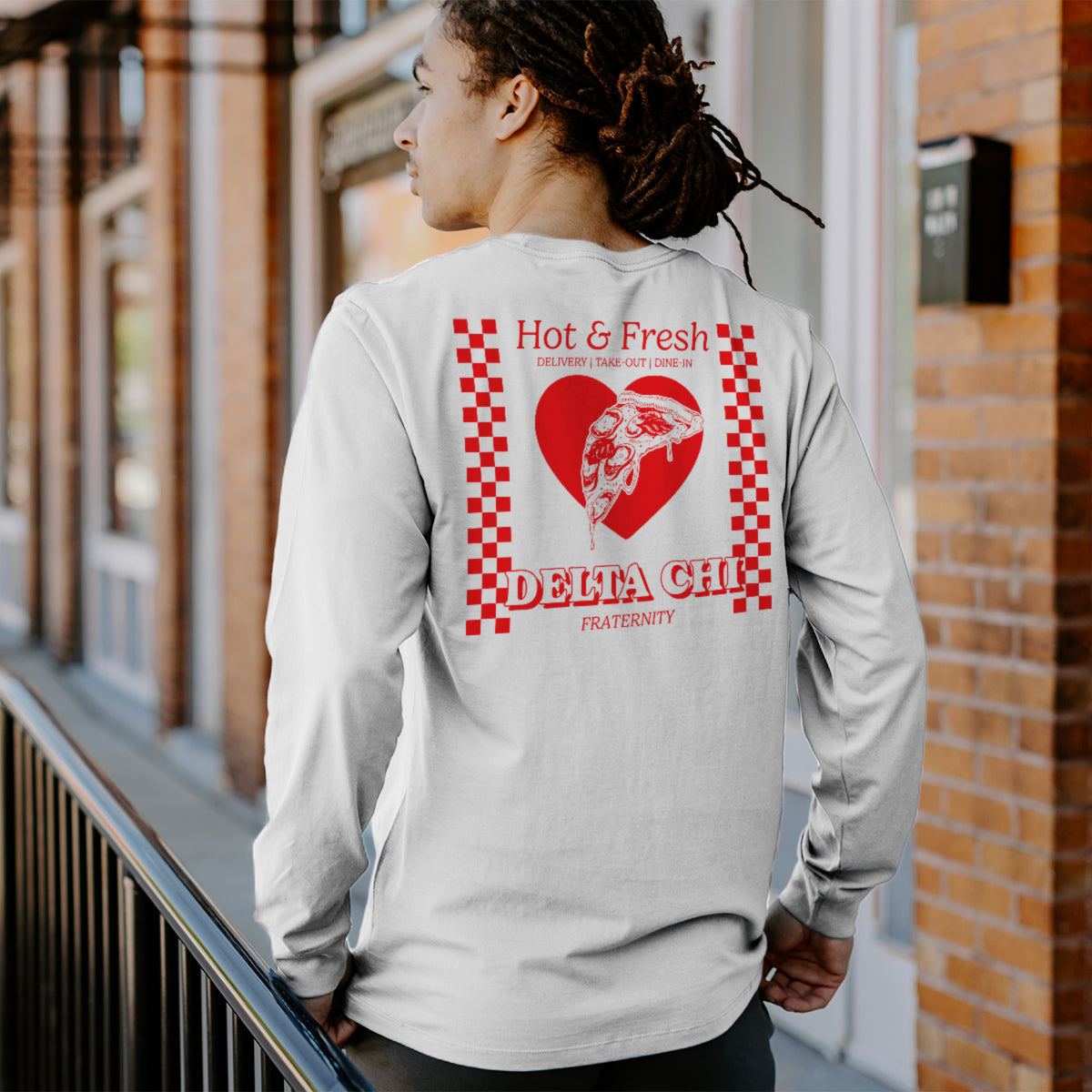 Delta Chi Hot and Fresh Pizza Long Sleeve Tee