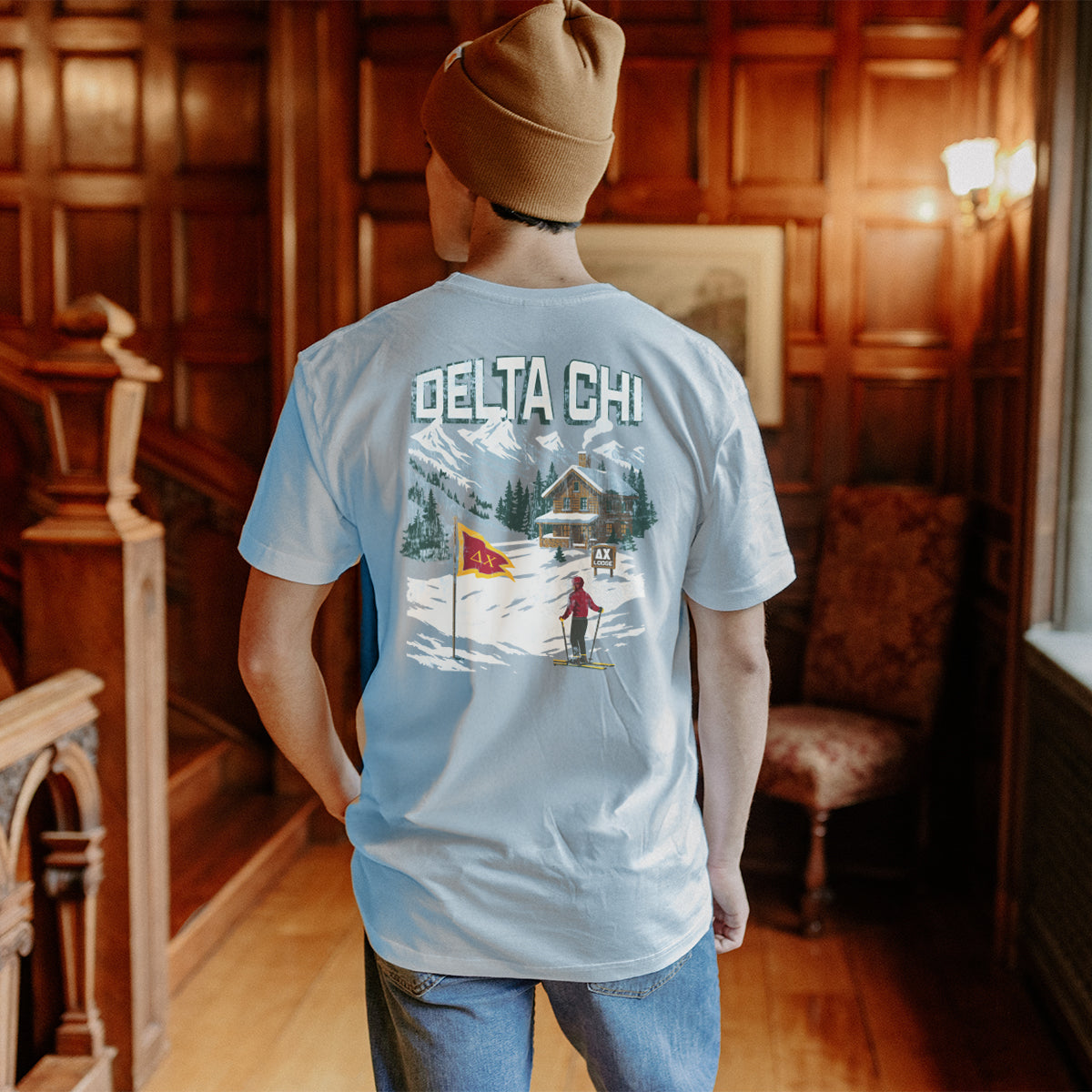 Delta Chi fraternity Retro Alpine Short Sleeve Tee