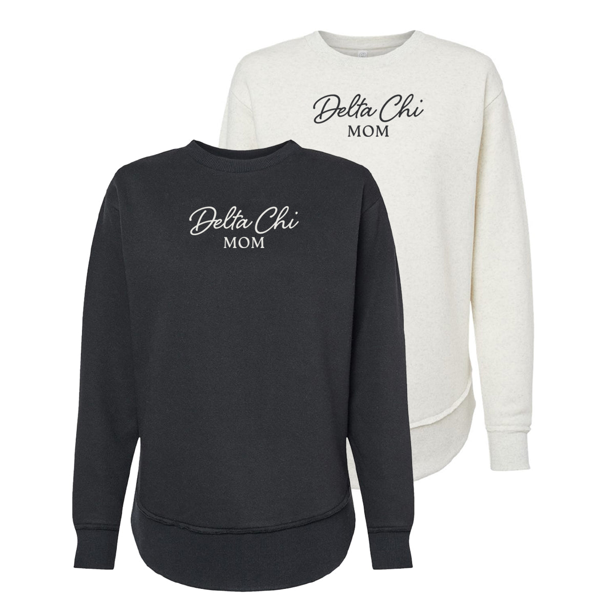 New! Delta Chi Curved Hem Mom Crewneck