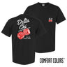 Comfort Colors High Roller Tee shown front and back, featuring a small dice graphic on the chest pocket and a large casino-inspired dice design on the back.