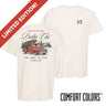 Limited edition Tree Farm Holiday Tee featuring a small fraternity chest design and vintage Christmas tree farm graphic on the back.