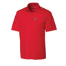 Fraternity polo with coat of arms embroidered on left chest.
