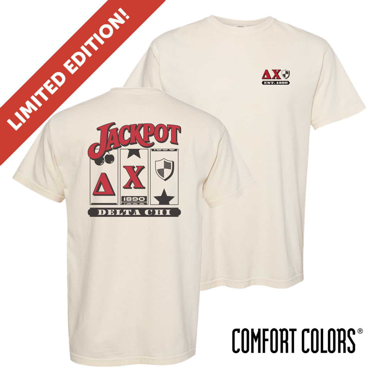 Ivory Comfort Colors Delta Chi Jackpot t-shirt