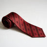 Official Delta Chi Signature Striped Silk Tie in red with woven Delta Chi Greek letters, premium fraternity neck tie for composite photos, formals, weddings, graduation, and professional attire.