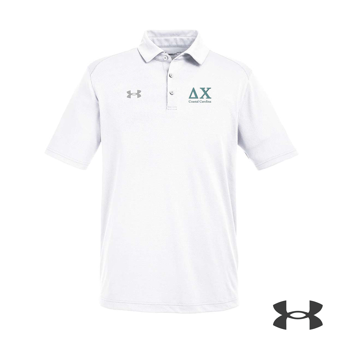 Delta Chi custom Under Armour polo for the Coastal Carolina fraternity chapter.